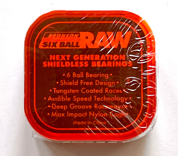 Bronson Speed Co. skateboard bearings Raw 6 balls (Pack of 8) Silver / Orange