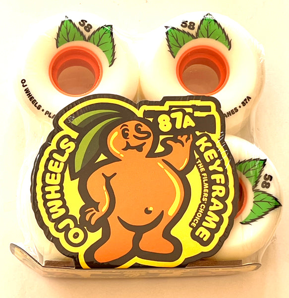 OJ skateboard wheels soft plain jane keyframe 87a white 58mm