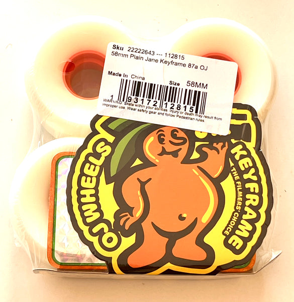 OJ skateboard wheels soft plain jane keyframe 87a white 58mm
