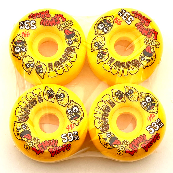 Snot skateboard wheels Sox Lemon Drops Conical Yellow 99A 53mm (Pack of 4)