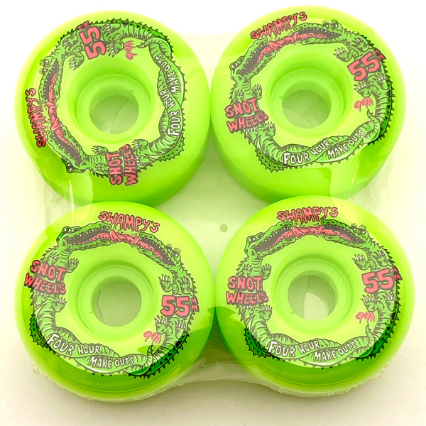 Snot skateboard wheels Swampy Four Hour Conical Neon Green 99A 55mm (Pack of 4)