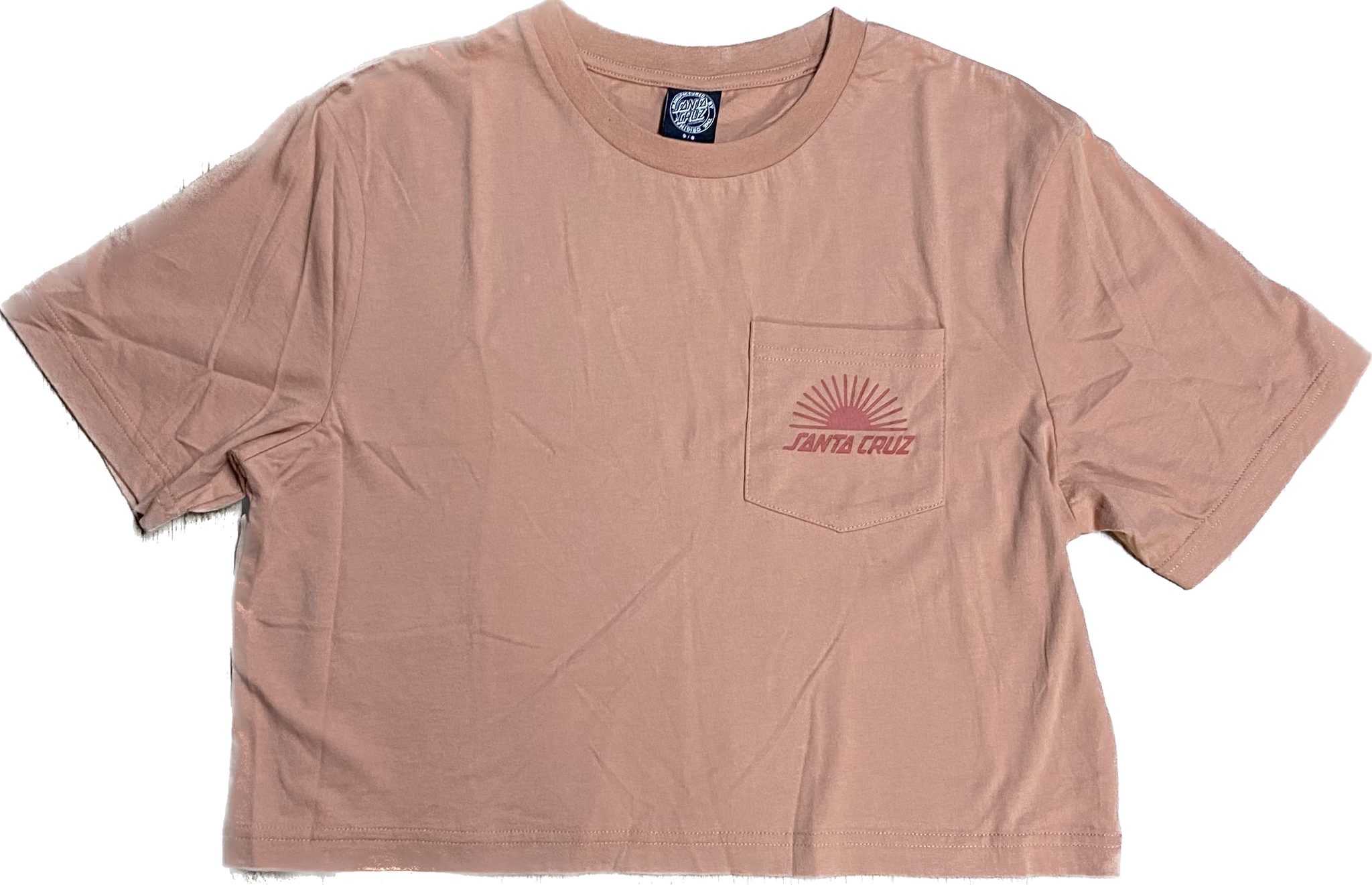 Santa Cruz Rise N Shine Cropped T-Shirt Clay Womens Small Sample 50% Off
