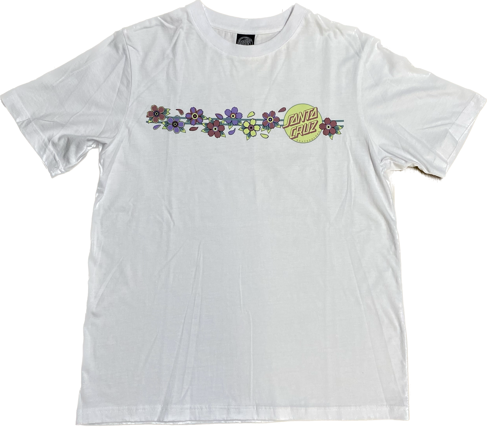 Santa Cruz Womens Blooming Dot T-Shirt White Size Small Sample 50% Off