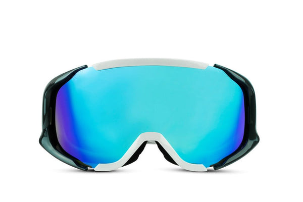 Liive Snow Googles Back Country White Smoke Ice Blue Mirror 50% off RRP