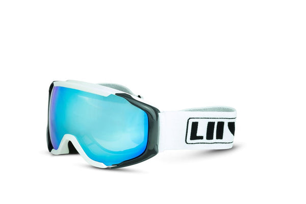 Liive Snow Googles Back Country White Smoke Ice Blue Mirror 50% off RRP