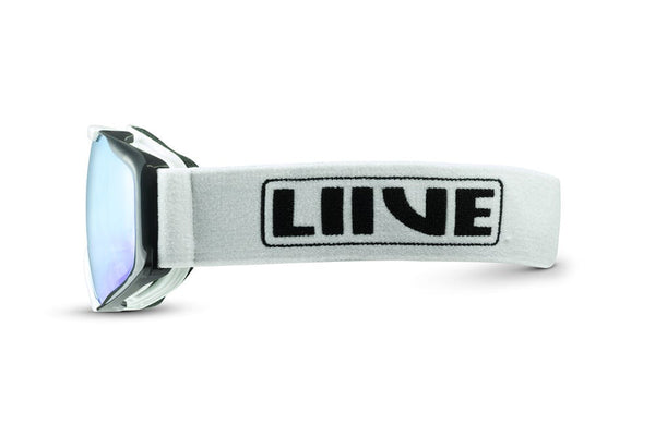 Liive Snow Googles Back Country White Smoke Ice Blue Mirror 50% off RRP