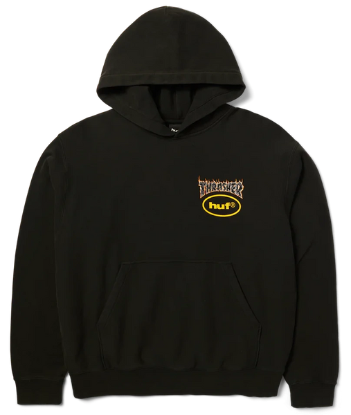 Huf x Thrasher pullover hoodie Meltdown Heavyweight Black