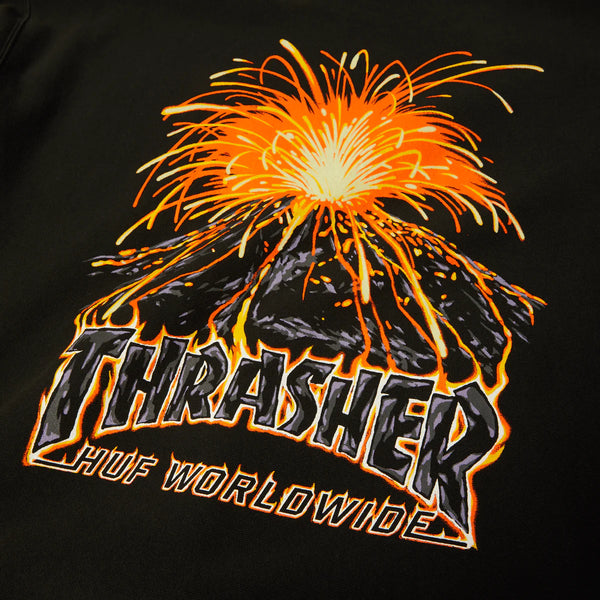 Huf x Thrasher pullover hoodie Meltdown Heavyweight Black