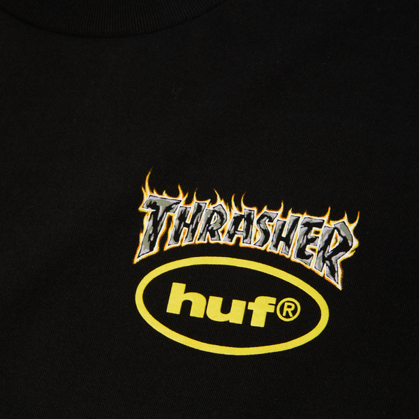 Huf x Thrasher tee shirt Meltdown Black