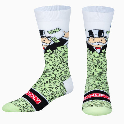 Odd Sox Monopoly Windfall Crew Socks Green US 8-12
