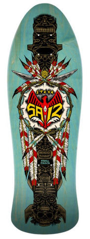 Powell Peralta Skateboard Deck Reissue Steve Saiz Totem Blue stain 10"