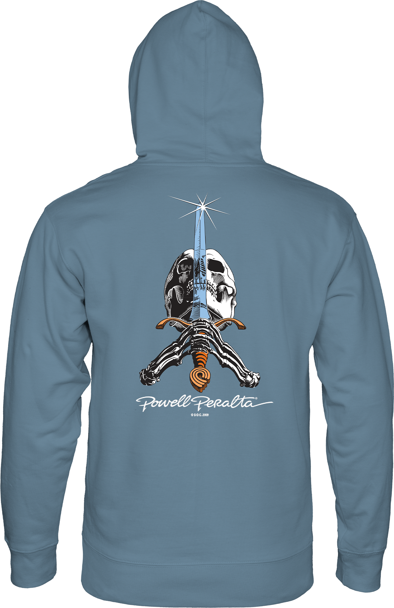 Powell Peralta Skull and Sword Hoodie Slate Blue