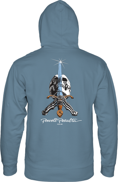 Powell Peralta Skull and Sword Hoodie Slate Blue