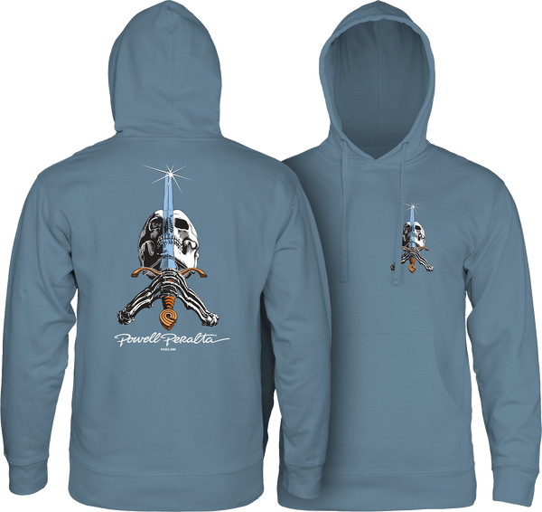 Powell Peralta Skull and Sword Hoodie Slate Blue
