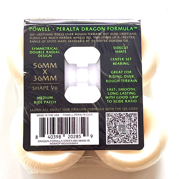 Powell Peralta skateboard wheels Dragon Formula V6 88A 56mm (Pack of 4)