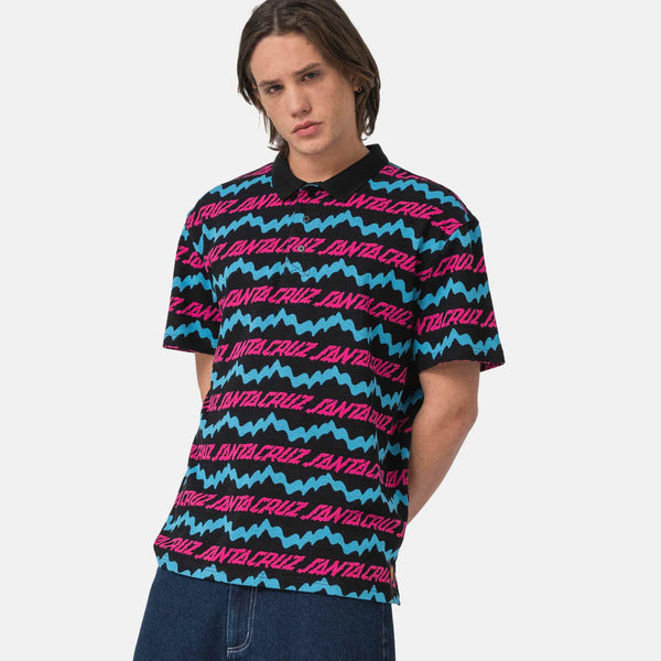 Santa Cruz polo shirt short sleeve Slime Drip Black