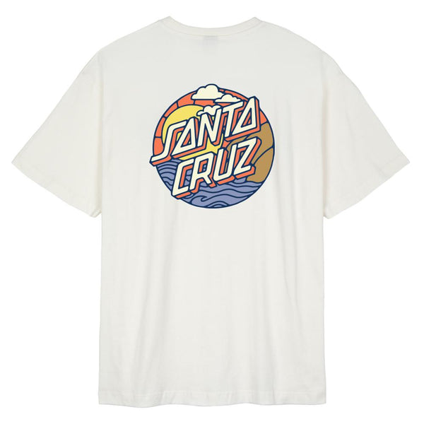 Santa Cruz Cliff View Dot T-Shirt Adult Small White Sample 50% off