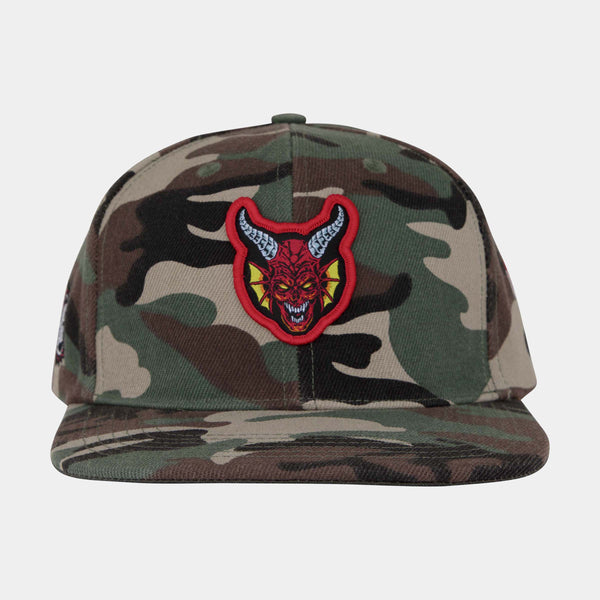 Santa Cruz x Stranger Things Season 5 snapback cap Hellfire Club Camo