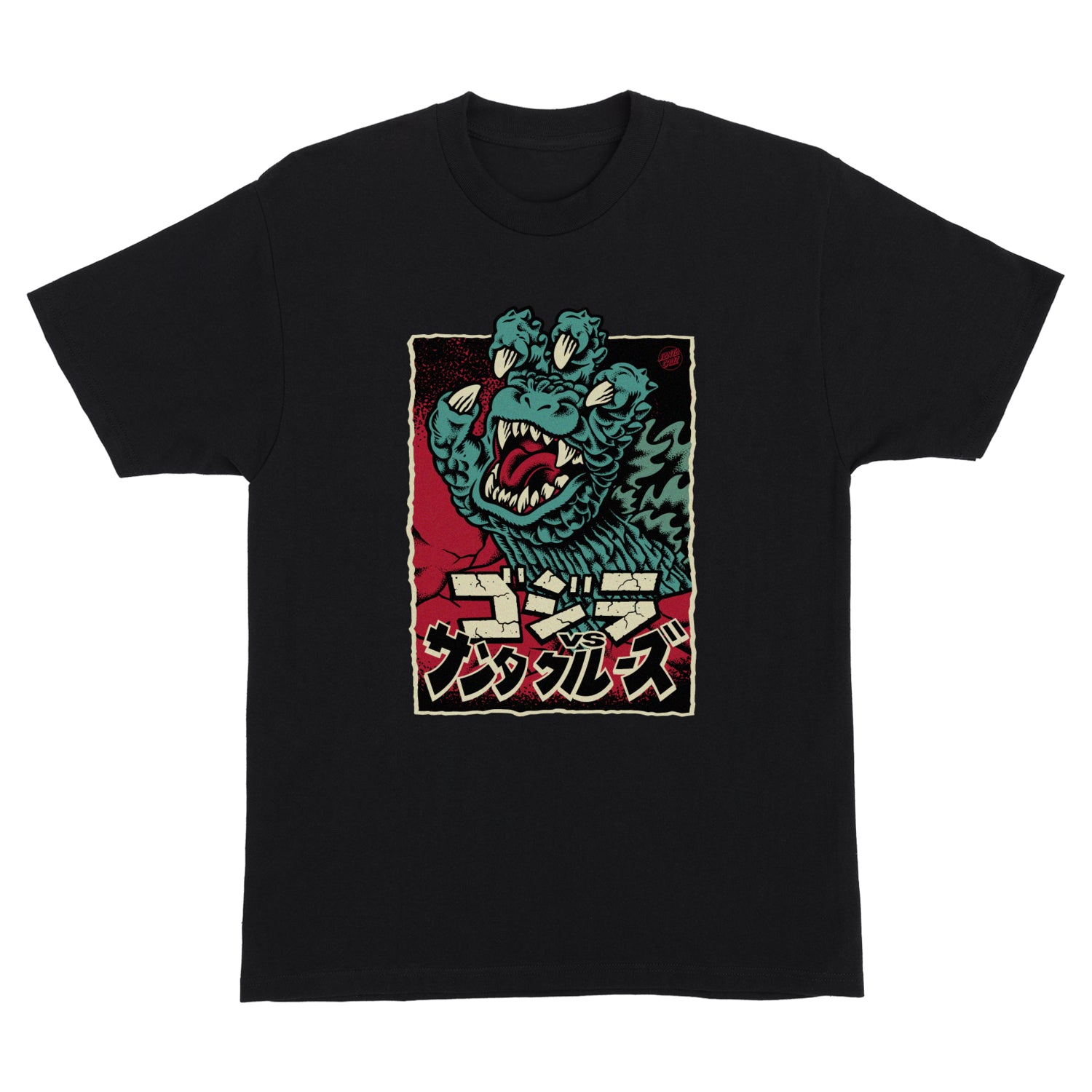 Santa Cruz x Godzilla Short sleeves tee shirt Hand Front Black
