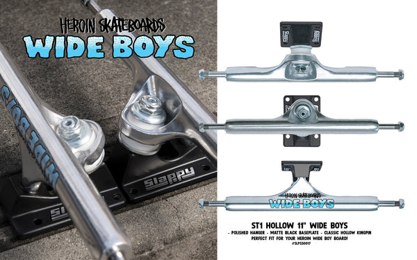 Slappy skateboard truck ST1 Hollow Wide Boy Polished / Black - 11" (x2)