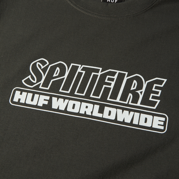 Huf x Spitfire tee shirt Burn Heavyweight - Washed Black