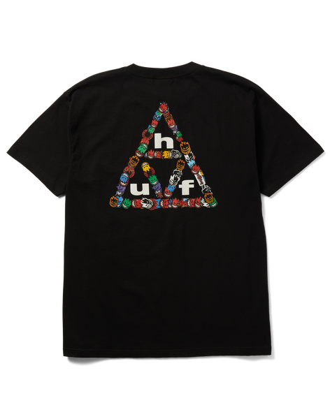 Huf x Spitfire tee shirt Sticker Triple Triangle - Black
