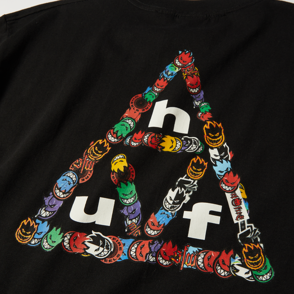 Huf x Spitfire tee shirt Sticker Triple Triangle - Black