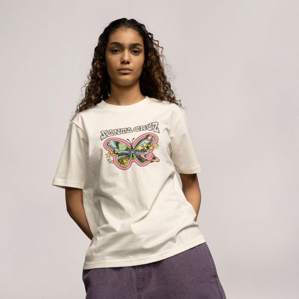 Santa Cruz Womens Galactic Butterfly T-Shirt White Small White Sample 50% off