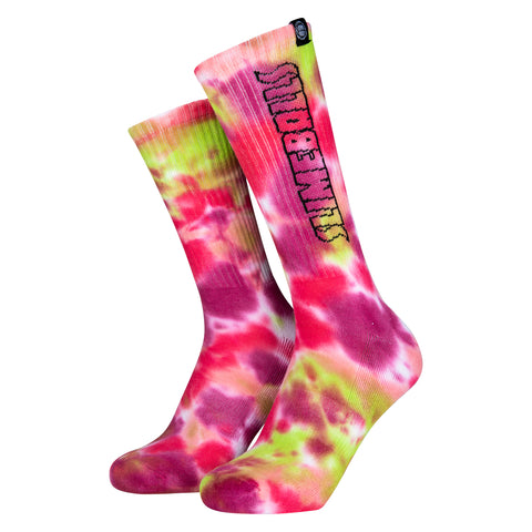 Santa Cruz Slime Balls SB Strip Logo Socks Pink/Green Tie Dye 1 pair UK8-11