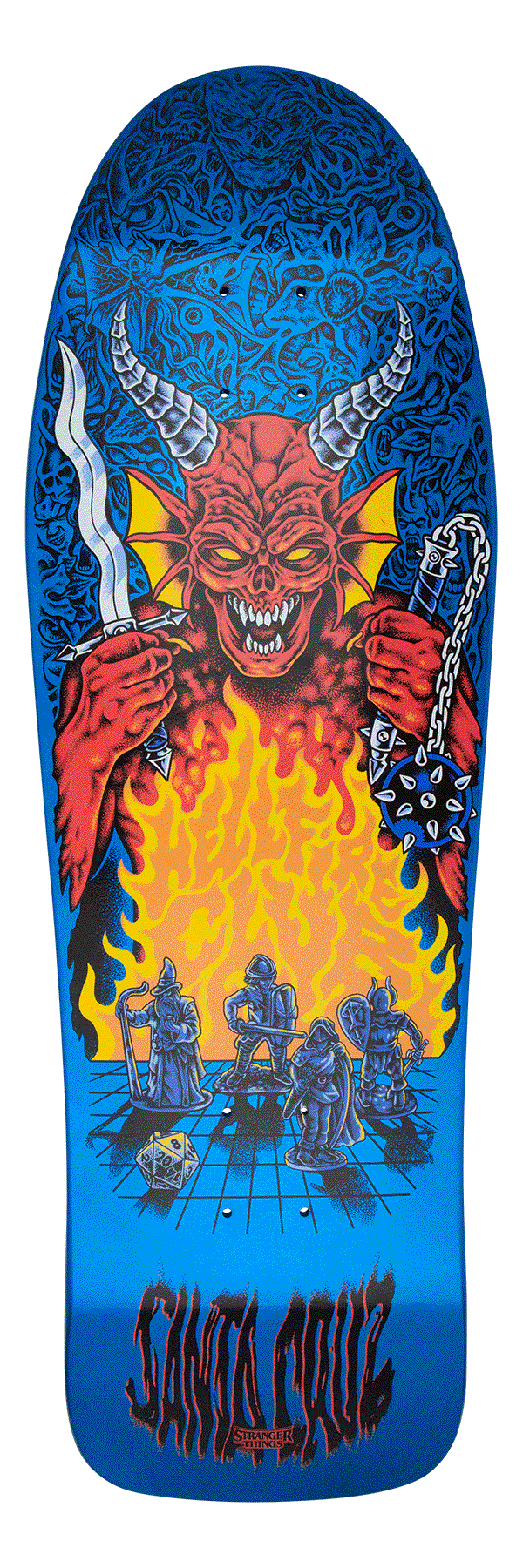 Santa Cruz x Stranger Things Season 5 skateboard deck Knox Hellfire Blue 10.07"