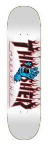 Santa Cruz x Thrasher Skateboard deck Thrasher Screaming Hand Flame White 8" SCR-SKD-5067