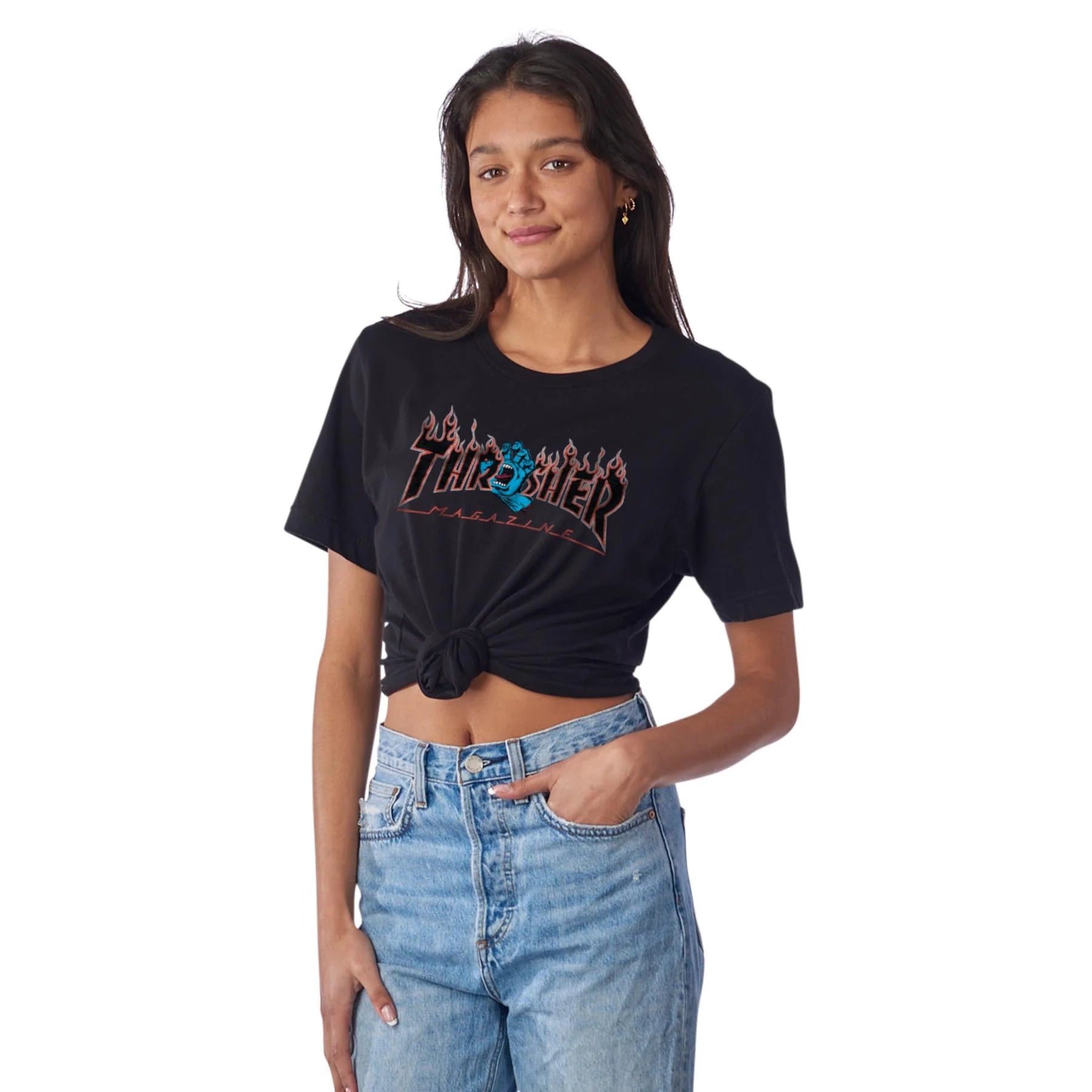 Santa Cruz x Thrasher Women's Thrasher Screaming Flame T-Shirt Pigment Black