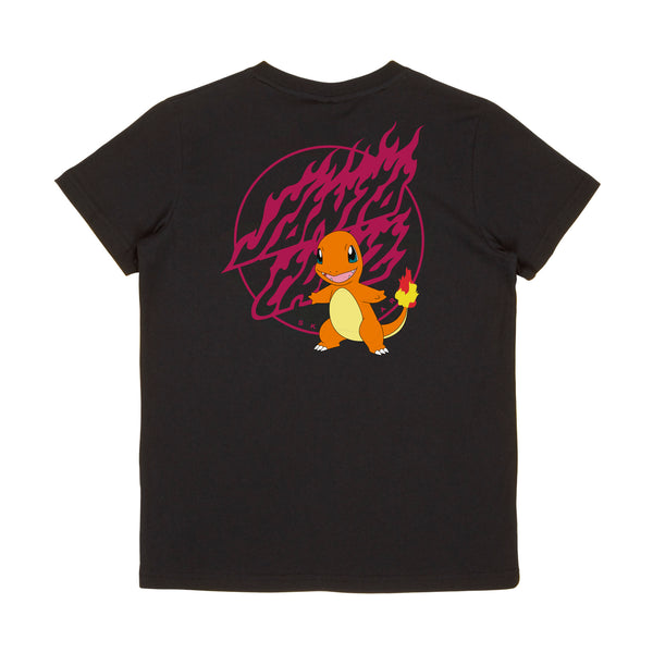 Santa Cruz x Pokemon Fire Type 1 Youth T-Shirt Black