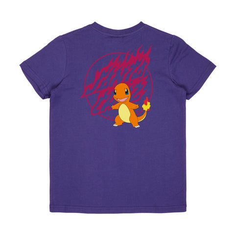 Santa Cruz x Pokemon Fire Type 1 Youth T-Shirt Purple