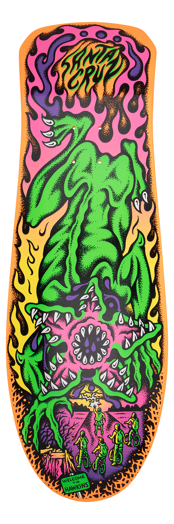 Santa Cruz x Stranger Things Season 5 skateboard deck Demogorgon Orange 10.3"