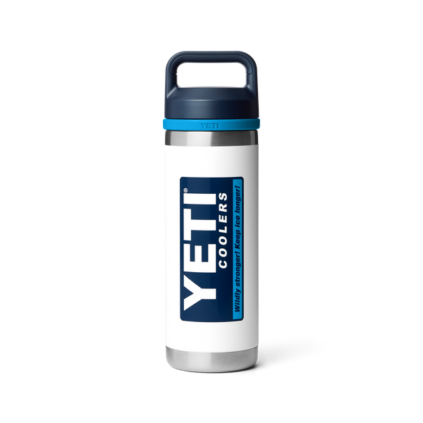 Yeti Rambler Bottle Insulated Drink White / Blue with chug cap 18oz - 532ml