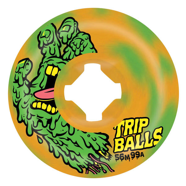 Slime Balls skateboard wheels Face Melter Trip Balls 99A 56mm Green / Orange swirl