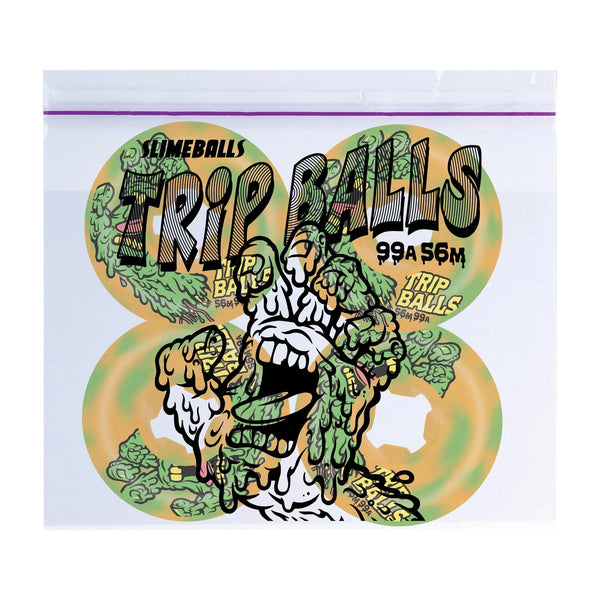 Slime Balls skateboard wheels Face Melter Trip Balls 99A 56mm Green / Orange swirl