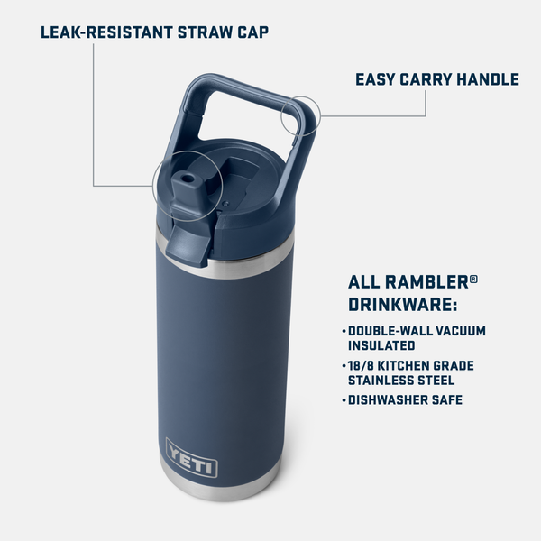Yeti Rambler Straw Bottle Insulated Royal Blue 18oz - 532ml