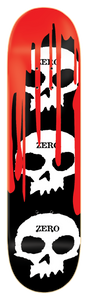 Zero skateboard Deck 3 Skull Blood Black White Red 8.25"