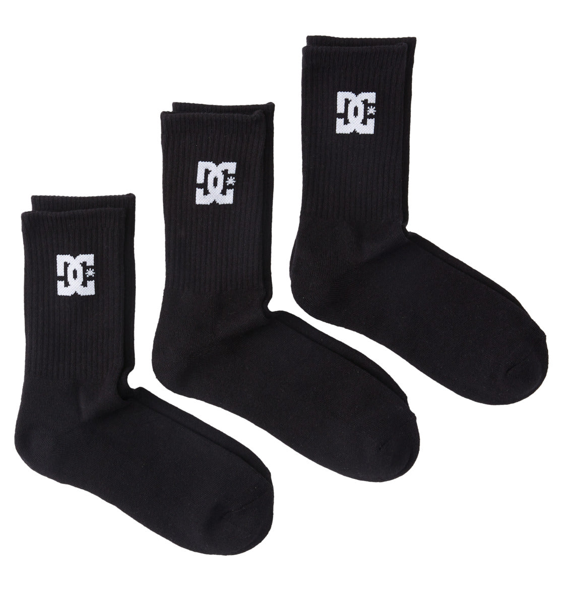 DC SHOES CREW SOCKS 3PK BLACK UK 7-10 ADYAA03189KVJ0