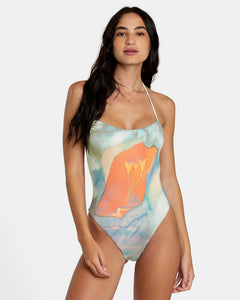 RVCA Colin Sussingham ANP Blue One-Piece Swimsuit Women Sample 50% Off Small