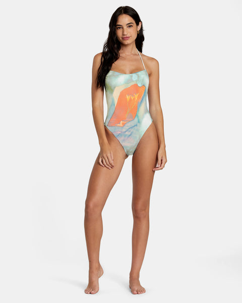 RVCA Colin Sussingham ANP Blue One-Piece Swimsuit Women Sample 50% Off Small