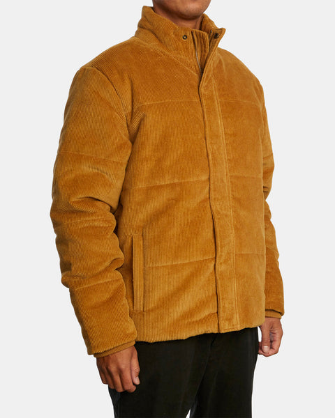 RVCA Mens Townes Quilted Corduroy Jacket Medium Camel Sample 50% off