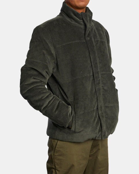 RVCA Mens Townes Quilted Corduroy Jacket Medium Pirate Black Sample 50% off