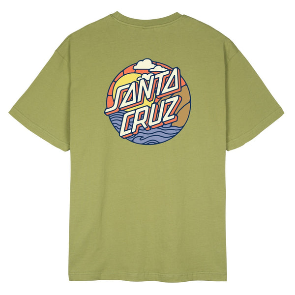 Santa Cruz Cliff View Dot T-Shirt Bay Leaf Green Adult Small Sample 50% off