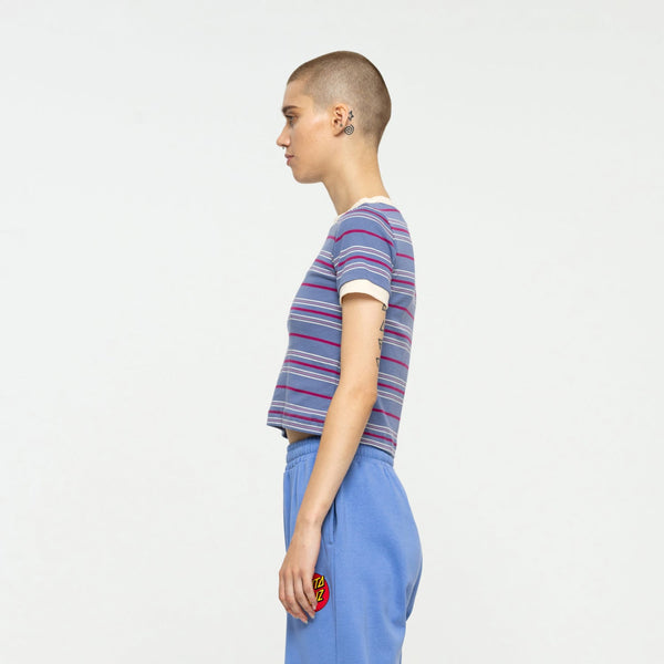 Santa Cruz Mini Mono Hand Ringer Womens T-Shirt Violet Stripe Small Sample 50% OFF
