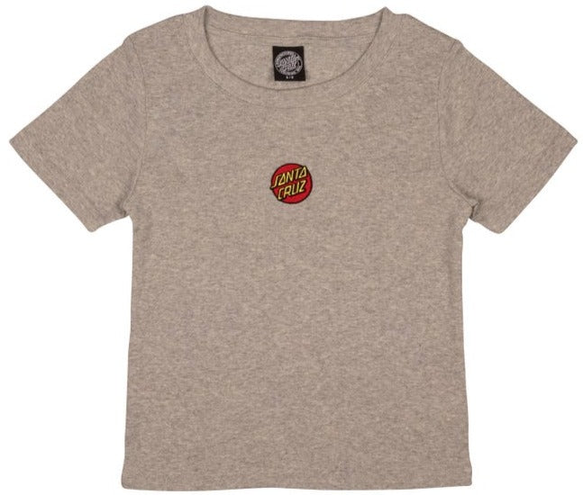 Santa Cruz Classic Dot Emb T-Shirt Heather Grey Size 8 Sample 50% Off SCA-WTE-0868