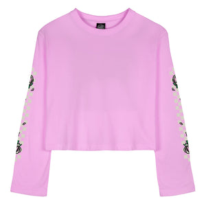 Santa Cruz Women's Check Floral Sleeve L/S T-Shirt Size 8 Violet Sample 50% off