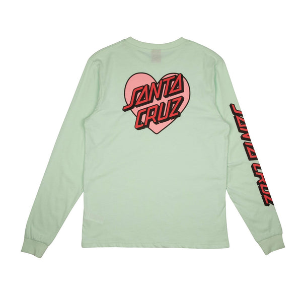Santa Cruz Women's Heart Dot L/S T-Shirt Pastel Jade Size 8 SCA-WTL-0538